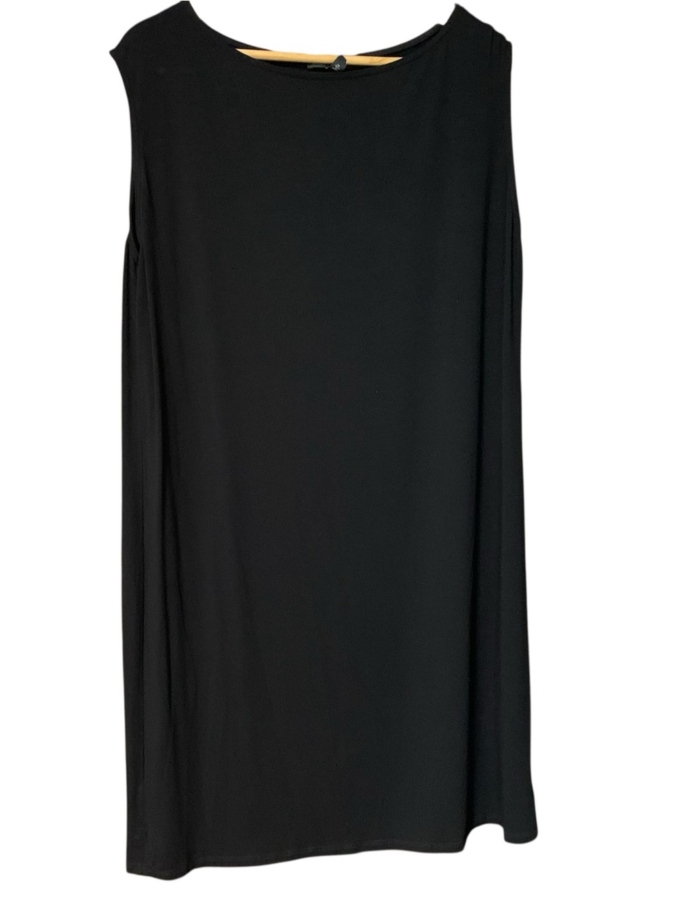 Eileen Fisher M Sleeveless Black Shift Dress Stretch Jersey Oversize Fit